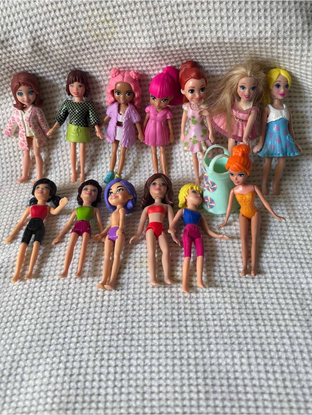Polly pocket dolls & clothes mini doll lot of 13